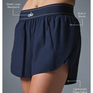 ALO Yoga Match Point Blue Athletic Shorts Lightweight Elastic Waistband